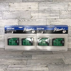 Brother TC-10 Genuine P-Touch Black on Clear Tape Cassettes 12mm 1/2" (x2) New